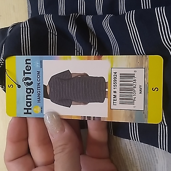 Hang Ten UV Protection UPF 50+ Blue & White Dress w Pockets Women's Small - Picture 6 of 6